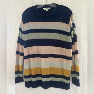 DAVI & DANI women’s Striped Crewneck Sweater - Navy, Gray, Pink, Mustard, size L